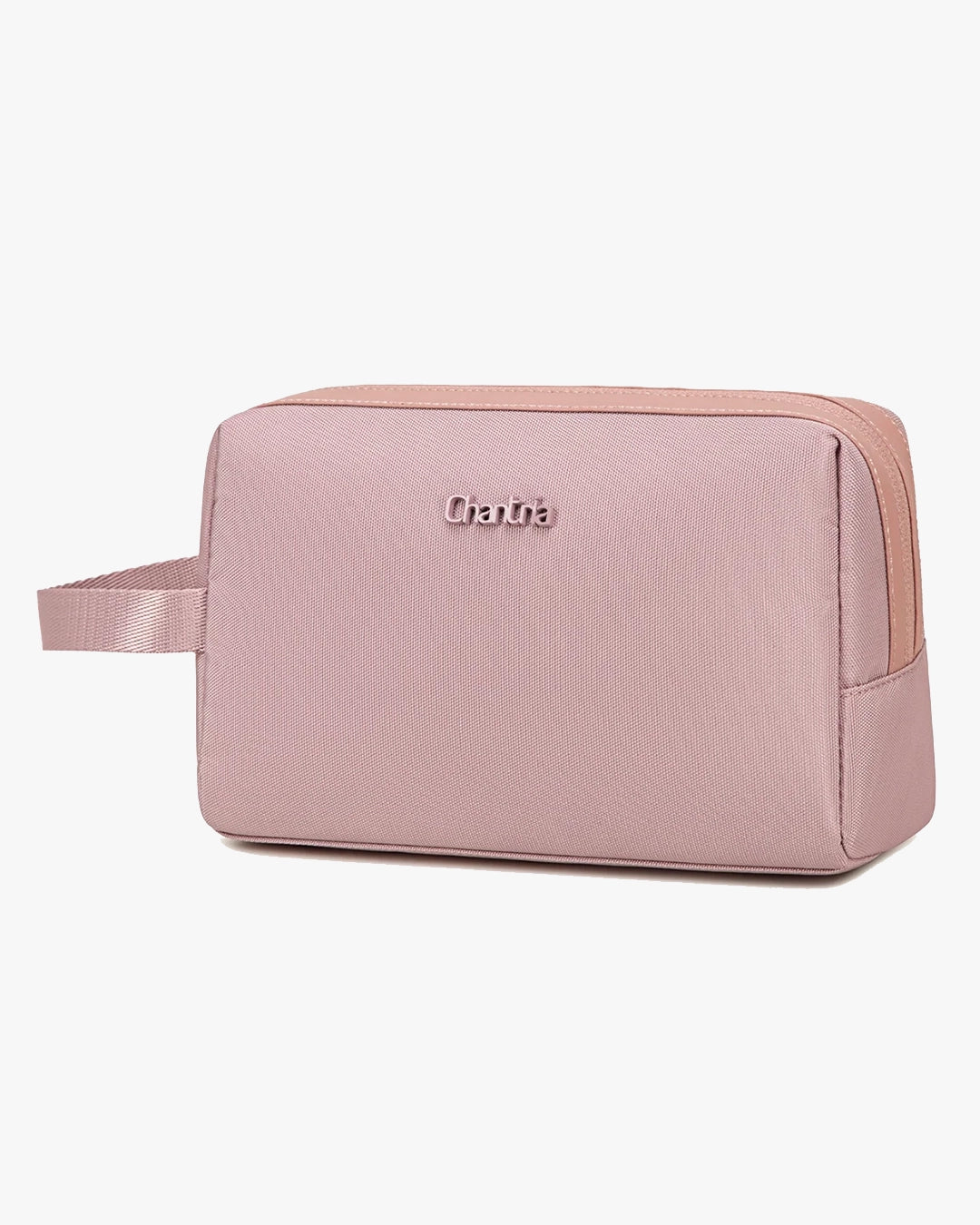 necessaire aurora lateral rosa design elegante borda couro sintético rosê zíper cursor prateado alça reforçada necessaire feminina premium qualidade superior