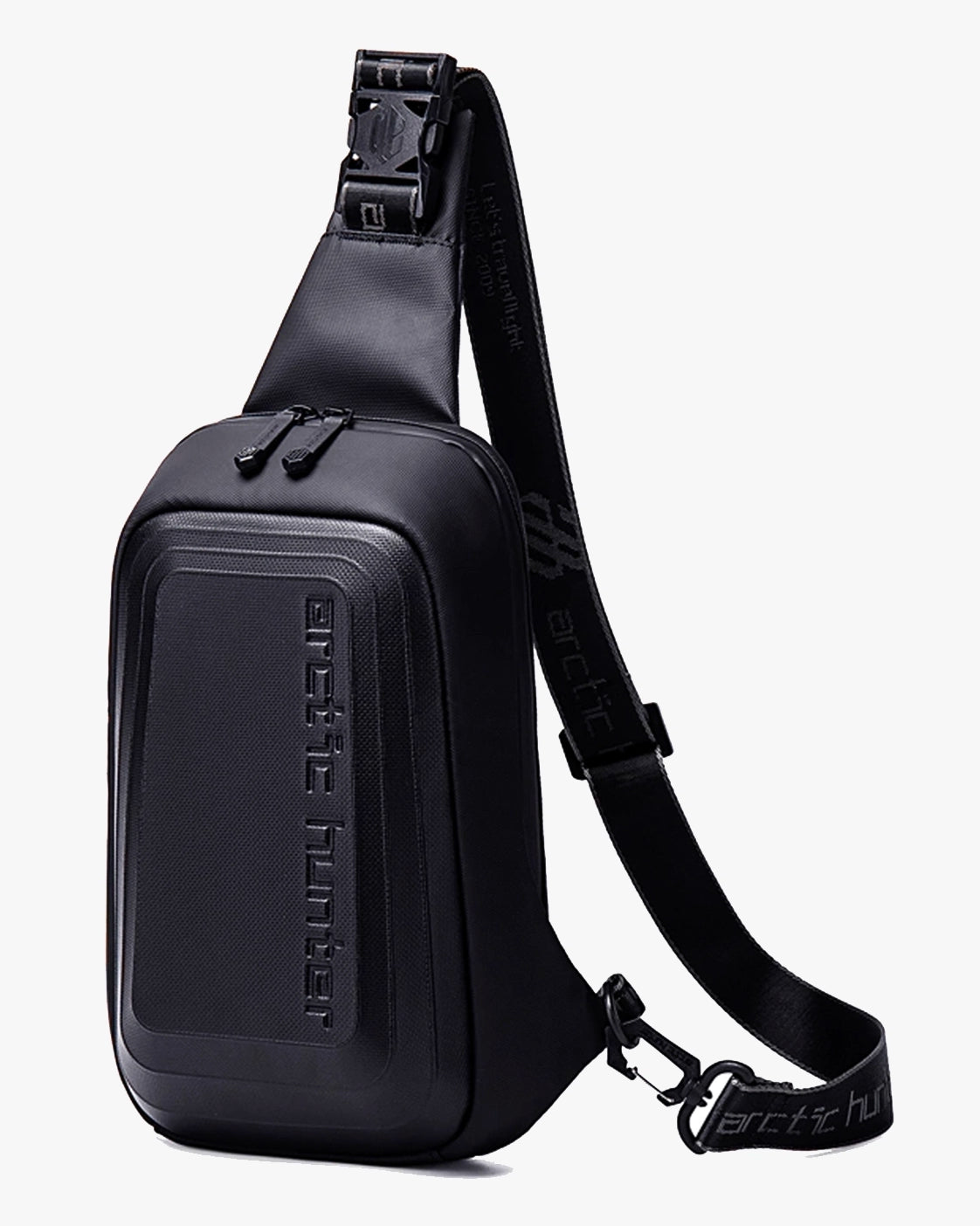 shoulder bag semi-rígida eva huepack levatte preta 10 litros 0.6kg impermeável antifurto oculto traseiro alça assinada design blindado urbano masculina compacta leve bem construída bonita