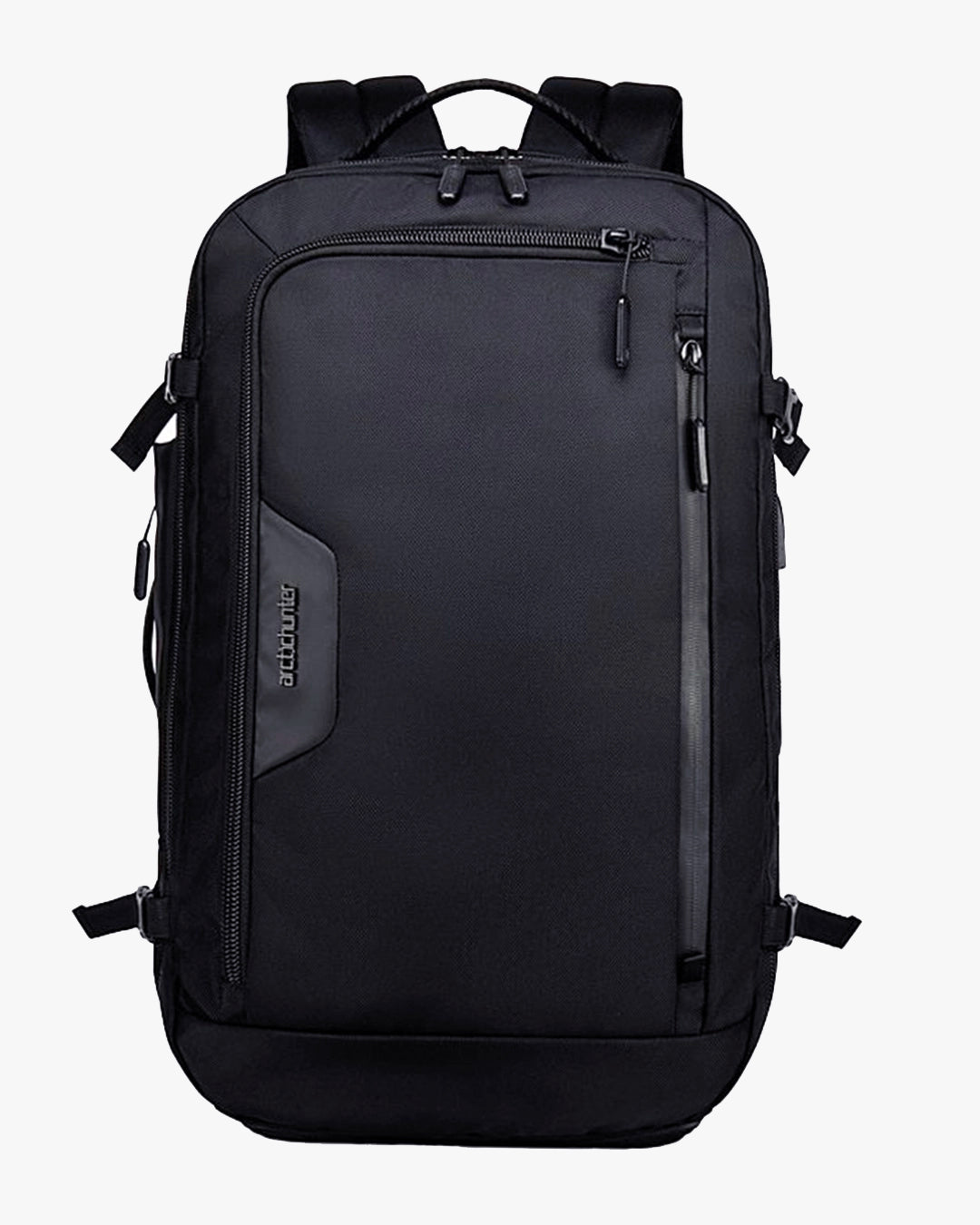 mochila viagem expansível pack-r levatte preta grande capacidade notebook 15.6 abertura mala zíper ykk resistente água fitas compressão viagem longa sem despachar bagagem carry-on aeroporto