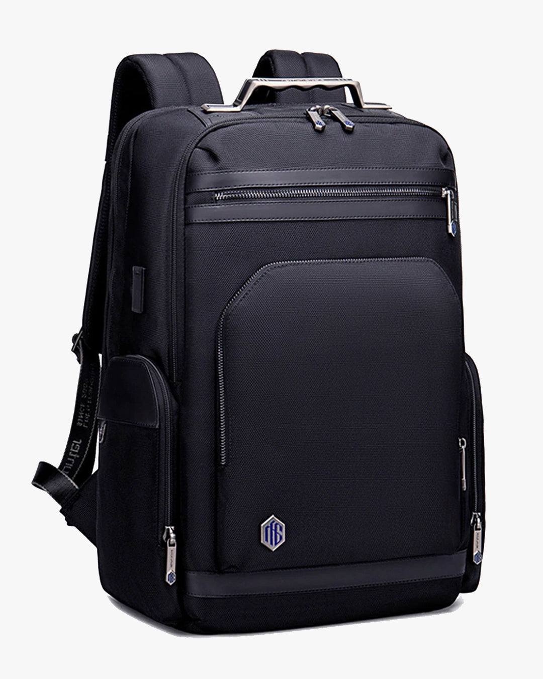 alça mão aço inoxidável premium mochila ezotc-x acabamento refinado resistência elegância executiva detalhes metálicos único diferencial mercado transporte alto padrão