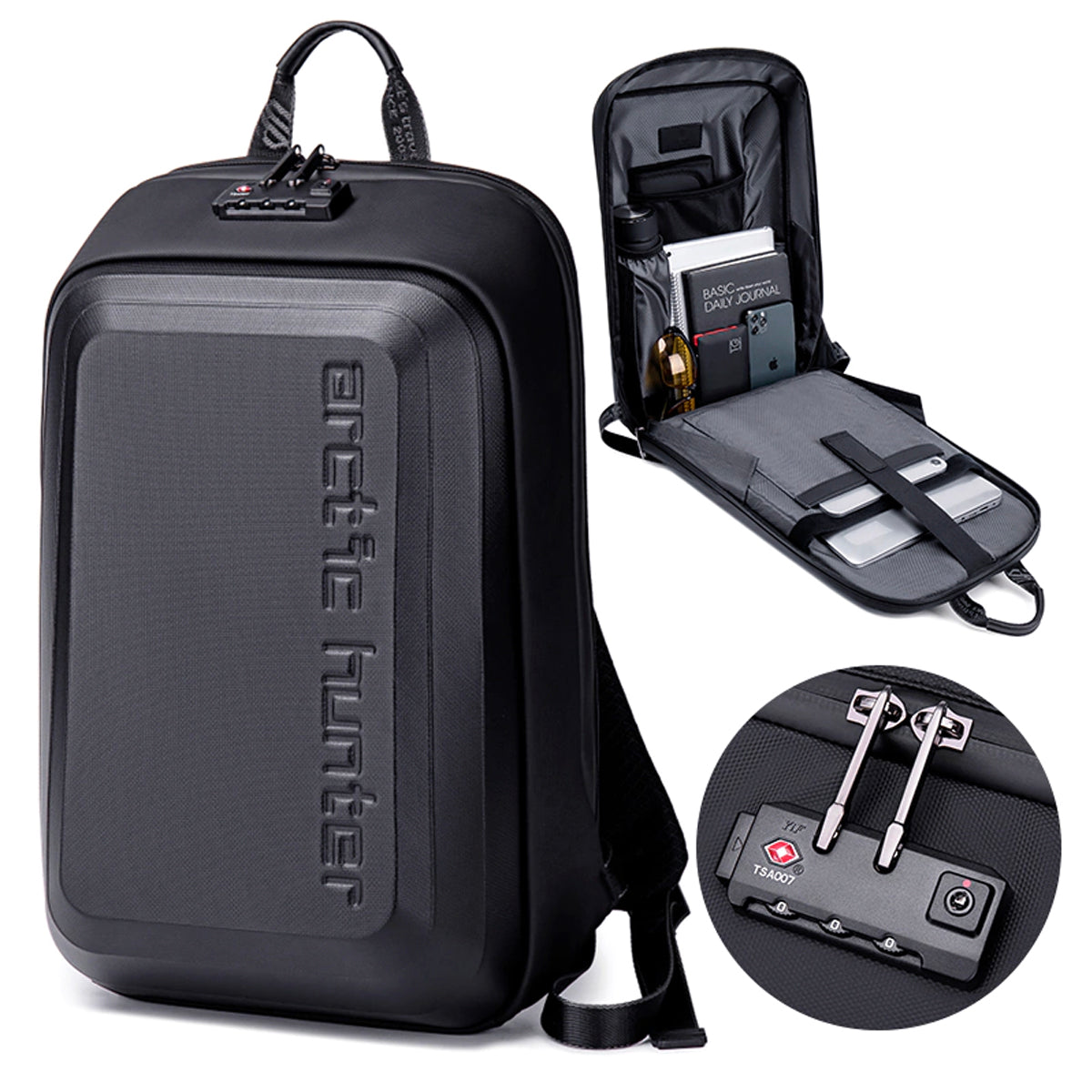Trava de segurança TSA e alça com gancho para óculos da mochila executiva Arc Pro Hunter – Levatte