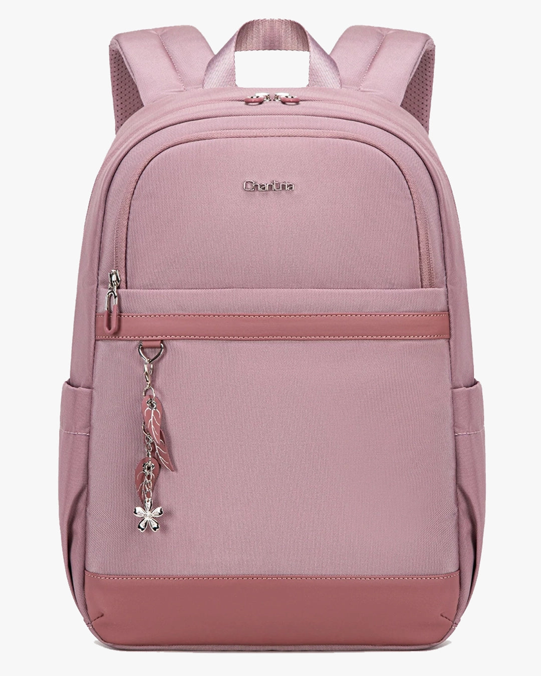 mochila feminina leve serena levatte rosa notebook 15.6 chaveiro flores 25 litros 0.7kg impermeável mochila trabalho faculdade elegante delicada mochila mulher moderna sofisticada
