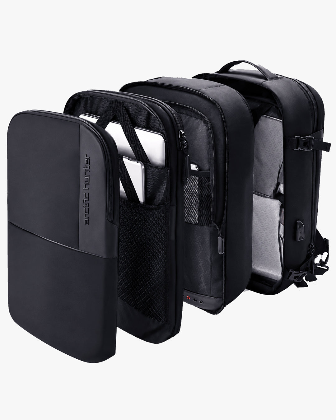 abertura 360 graus compact-mac acesso total interior notebook tablet roupas acessórios organização completa mochila pasta 2 em 1