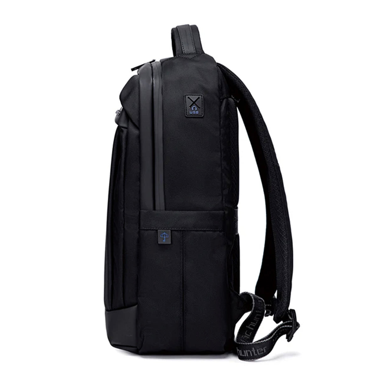 mochila huddson lateral preta perfil slim design executivo premium masculina elegante resistente durável mochila notebook 15.6 uso intenso diário