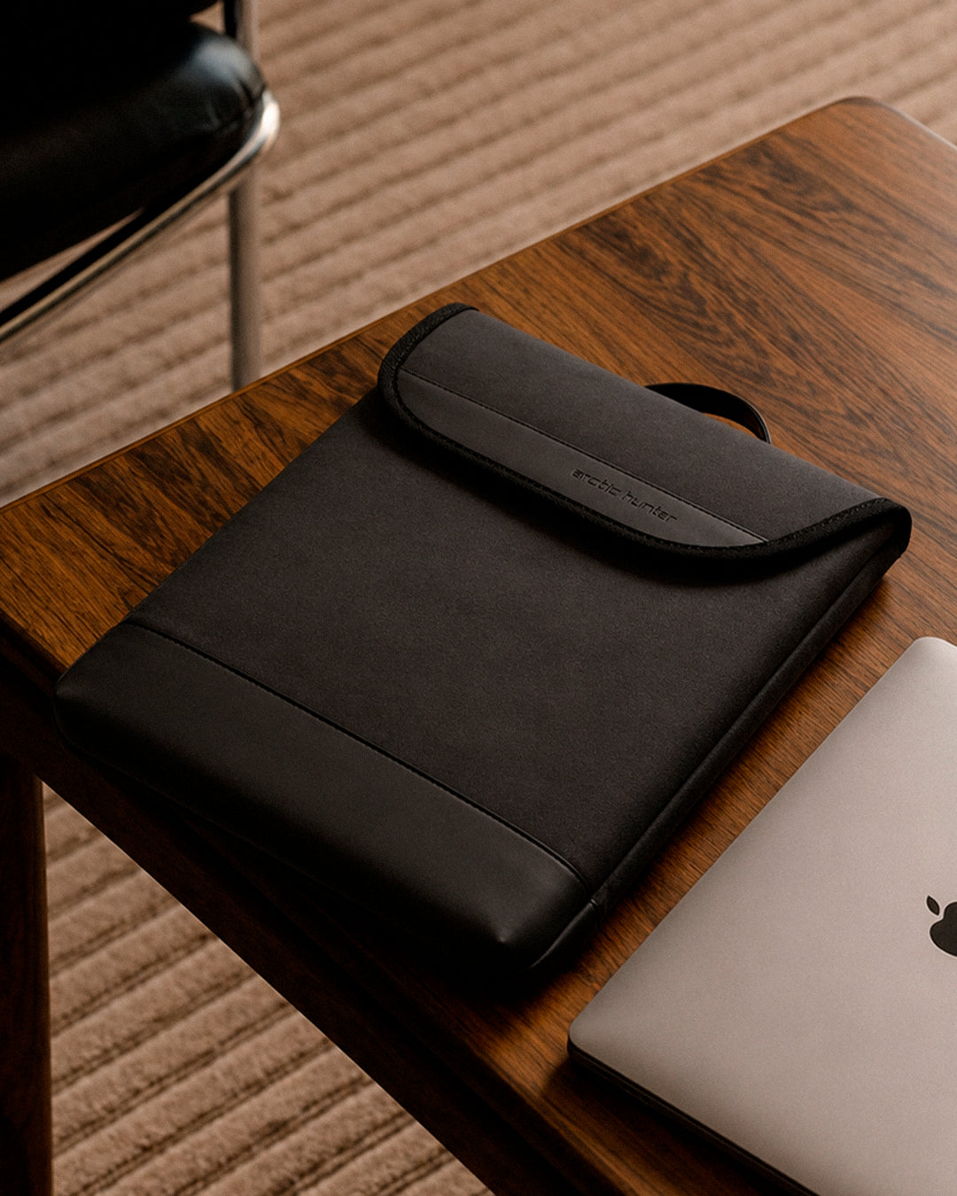 pasta capa protetora notebook 15.6 slim preta soft touch poliester premium prestige levatte pasta executiva elegante minimalista