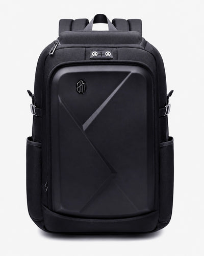 mochila executiva semi-rígida abs armour-x levatte preta 35 litros 1.3kg notebook 15.6 usb fone bolso óculos rígido trava peitoral airmesh resistente bem acabado visual tático imponente