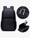 mochila drifter preta detalhe produto acabamento impecável zíper ykk material alta resistência costuras reforçadas mochila executiva masculina bonita elegante bom acabamento
