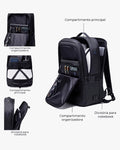 3 compartimentos zíper YKK mochila defender divisórias canetas celular documentos chaveiro organização total cada item lugar certo executiva multifuncional