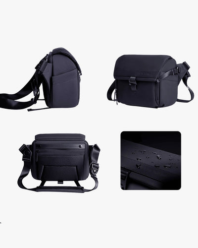 costas l-device bolso mesh lateral powerbank alça traseira mala rodinhas aeroporto viagem fotógrafo mãos livres setup completo