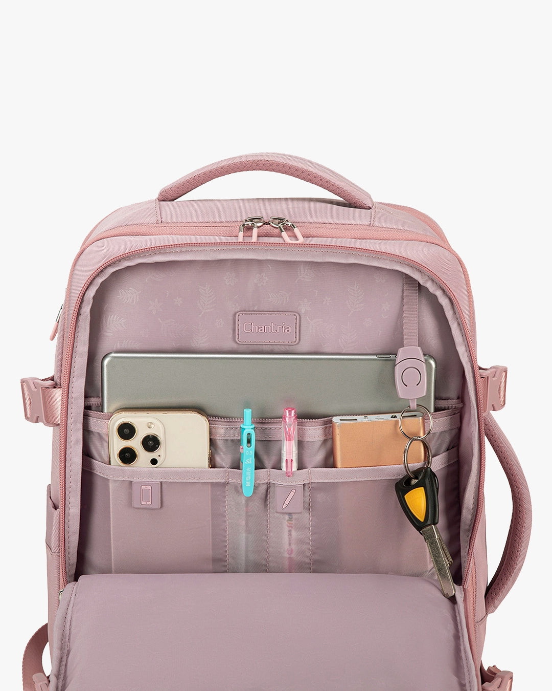 chaveiro integrado retrátil mochila bella compartimento principal chaves organizadas acesso imediato mochila feminina prática funcional