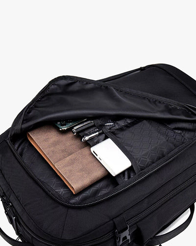 bolso frontal acesso rápido pack-r documentos passaporte carteira celular carregador itens frequentes sem abrir mochila principal praticidade viagem aeroporto