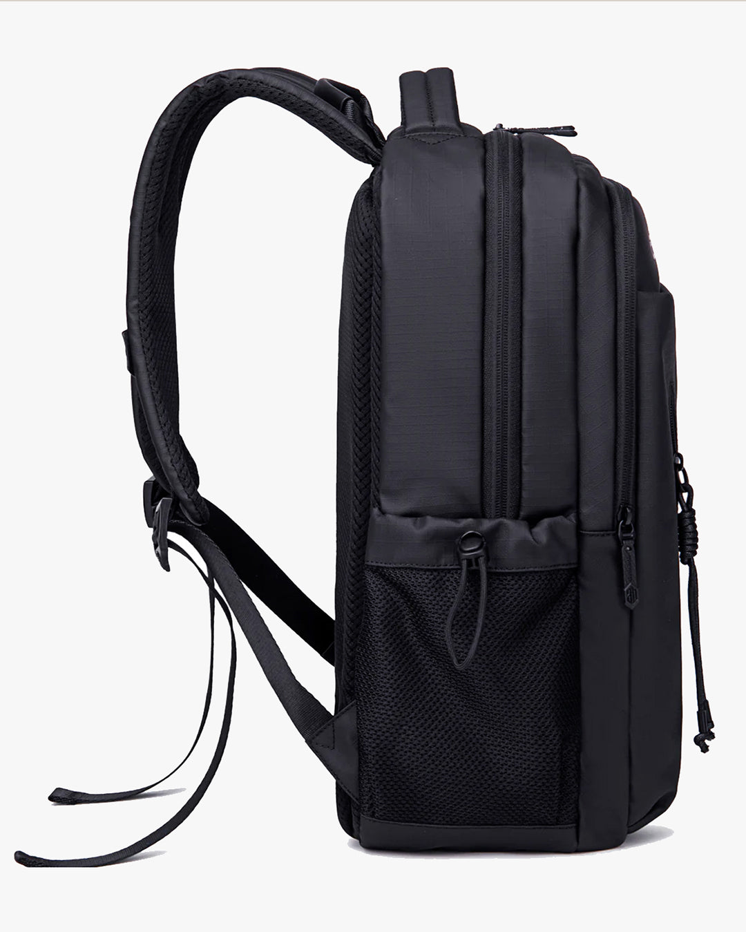 mochila space lateral preta design clean poliéster premium bolso lateral mesh alça mão couro mochila executiva masculina corporativa resistente qualidade
