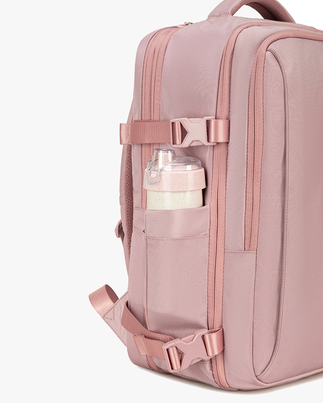 bolso lateral elástico garrafa guarda-chuva mochila bella acesso sem tirar costas mochila feminina prática dia a dia