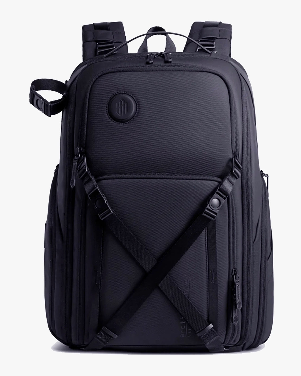 mochila fotográfica photographer x levatte preta 50 litros poliéster 1680d impermeável câmera dslr mirrorless lentes drone tripé notebook 17.3 usb fotógrafo profissional