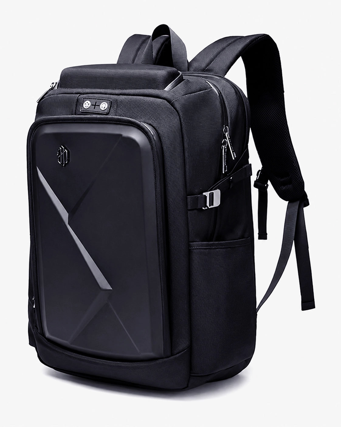 mochila executiva semi-rígida abs armour-x levatte preta 35 litros 1.3kg notebook 15.6 usb fone bolso óculos rígido trava peitoral airmesh resistente bem acabado visual tático imponente