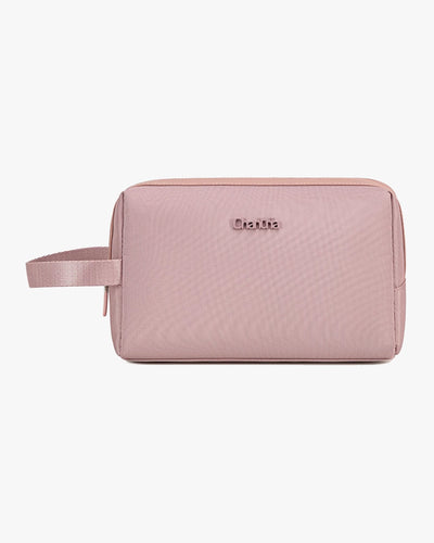 necessaire viagem feminina aurora levatte rosa poliéster textura cruzada premium interior impermeável maquiagem skincare cosméticos elegante necessaire organizada beleza