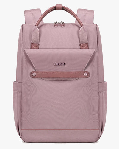 mochila pasta feminina 2 em 1 ellena levatte rosa pérola couro sintético notebook 15.6 zíper dourado impermeável mochila trabalho reunião negócios sofisticada elegante