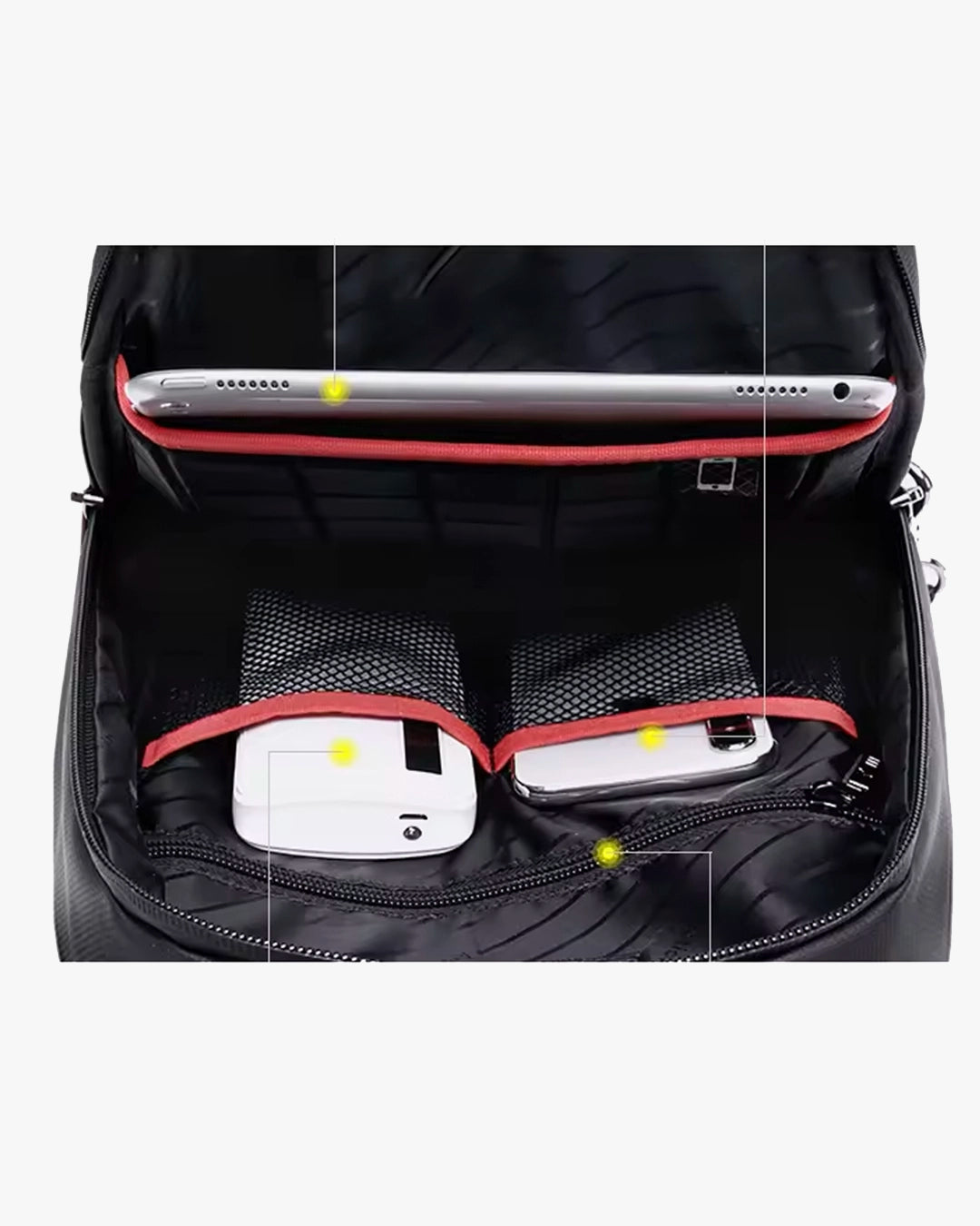interior venture-pro 2 compartimentos tablet powerbank celular acessórios divisórias inteligentes porta-chaveiro organização completa shoulder bag urbana tudo lugar certo acesso rápido