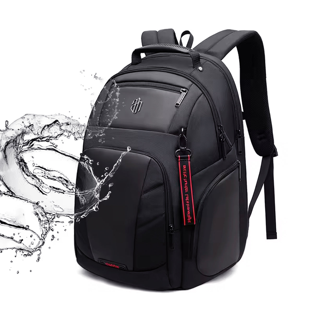 mochila polaris preta frente completa design executivo urbano elegante compartimentos organizados zíper premium masculina trabalho faculdade resistente durável profissional
