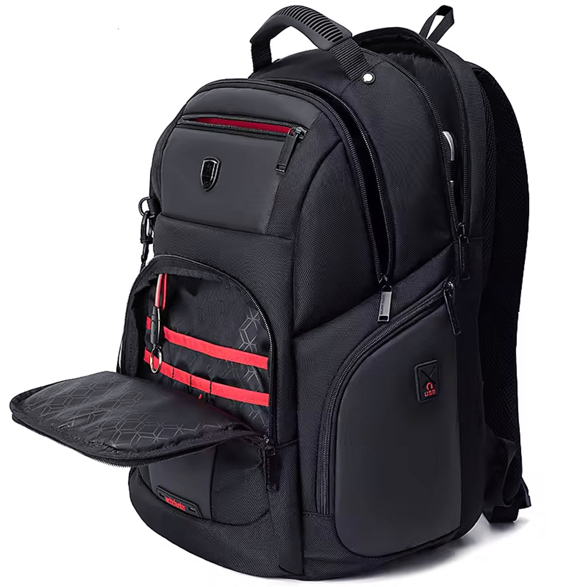 interior mochila polaris compartimentos organizados divisórias notebook 15.6 tablet celular canetas documentos powerbank organização completa executiva masculina multifuncional