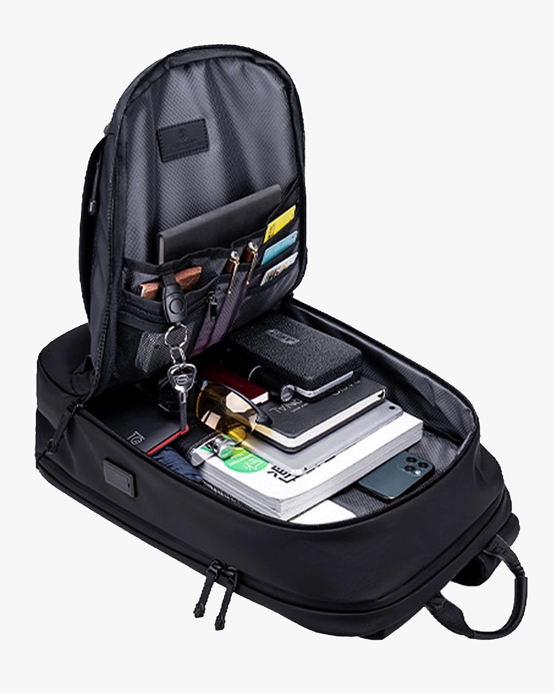 interior mochila brook compartimentos organizados notebook 15.6 tablet celular canetas documentos divisórias mochila executiva