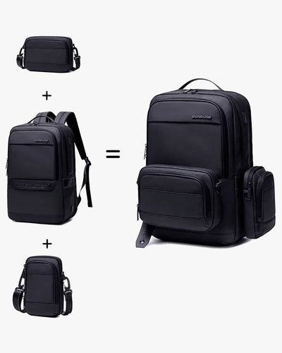 mochila defender preta ângulo sistema modular 3 em 1 mochila shoulder bag bolsa executiva versátil adaptável rotina urbana trabalho viagem negócios