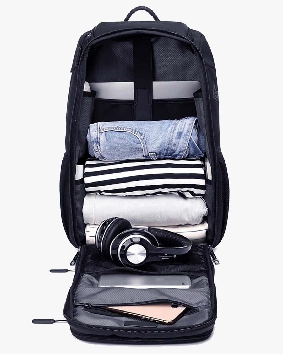 abertura openflat 180 graus mochila drifter abre plana estilo mala acesso visual total conteúdo aeroporto segurança organização rápida eficiente viagem executiva