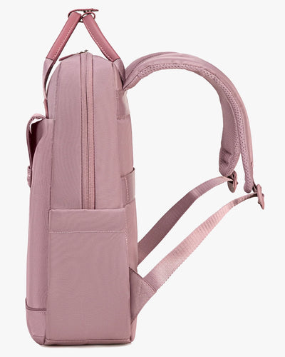 mochila ellena lateral rosa detalhes pérola couro sintético premium alça mão dupla reforçada mochila feminina executiva elegante sofisticada