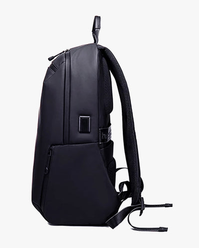 mochila eminence lateral preta 46x30x15cm design clean minimalista pu premium resistente riscos desgaste diário mochila executiva masculina leve robusta