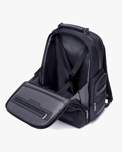 5 compartimentos zíper ykk mochila harvey notebook tablet documentos celular canetas acessórios tudo separado organização por categorias executiva sem bagunça