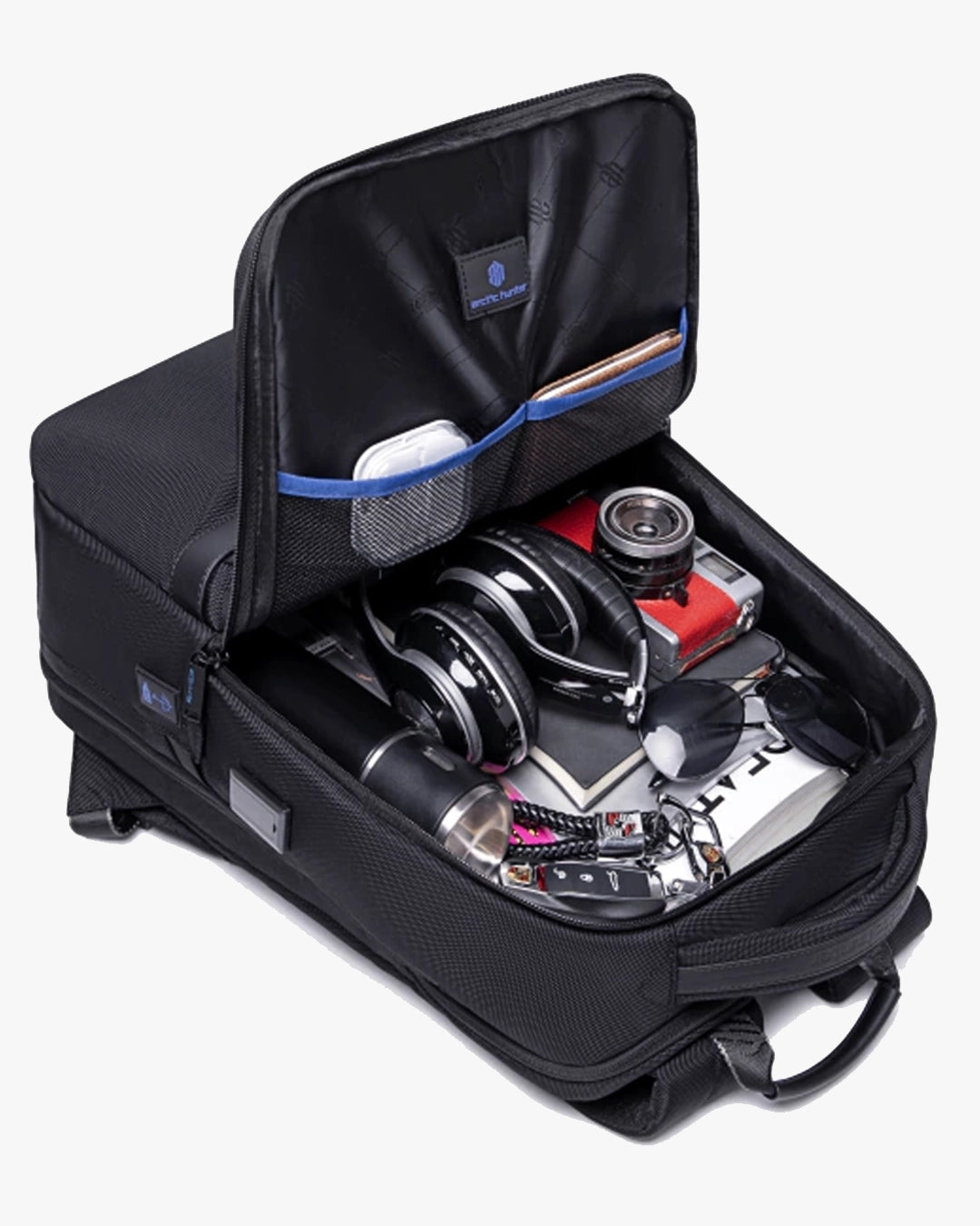 interior mochila expand divisórias inteligentes documentos acessórios itens pessoais chaveiro integrado organização completa mochila executiva