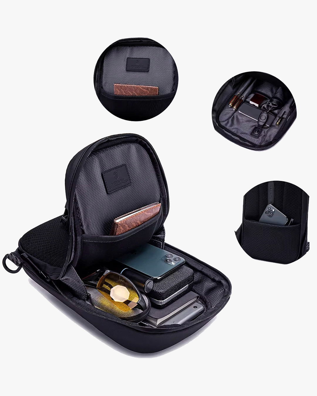 2 compartimentos independentes huepack divisórias tablet carteira documentos porta-chaveiro integrado organização inteligente shoulder bag urbana