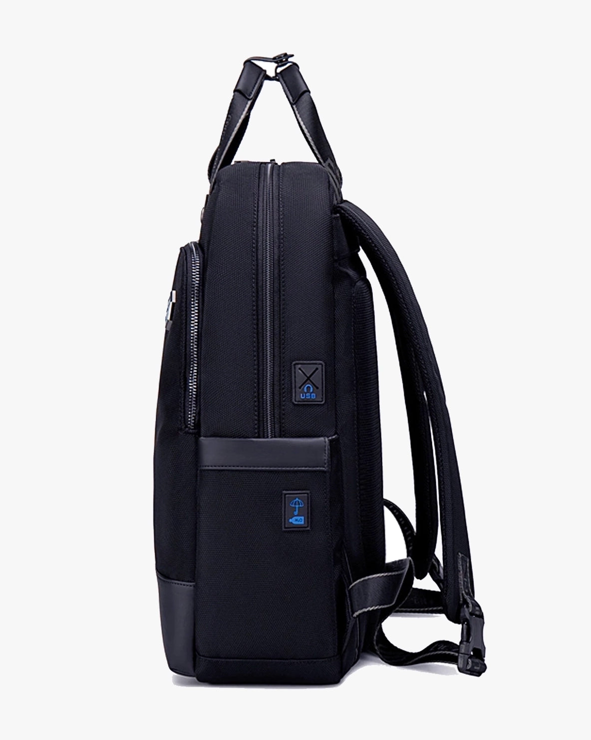 mochila unique lateral preta 45x30x15cm 1kg hydroshield resistente água anti-riscos design executivo masculino elegante mochila pasta 2 em 1 corporativa