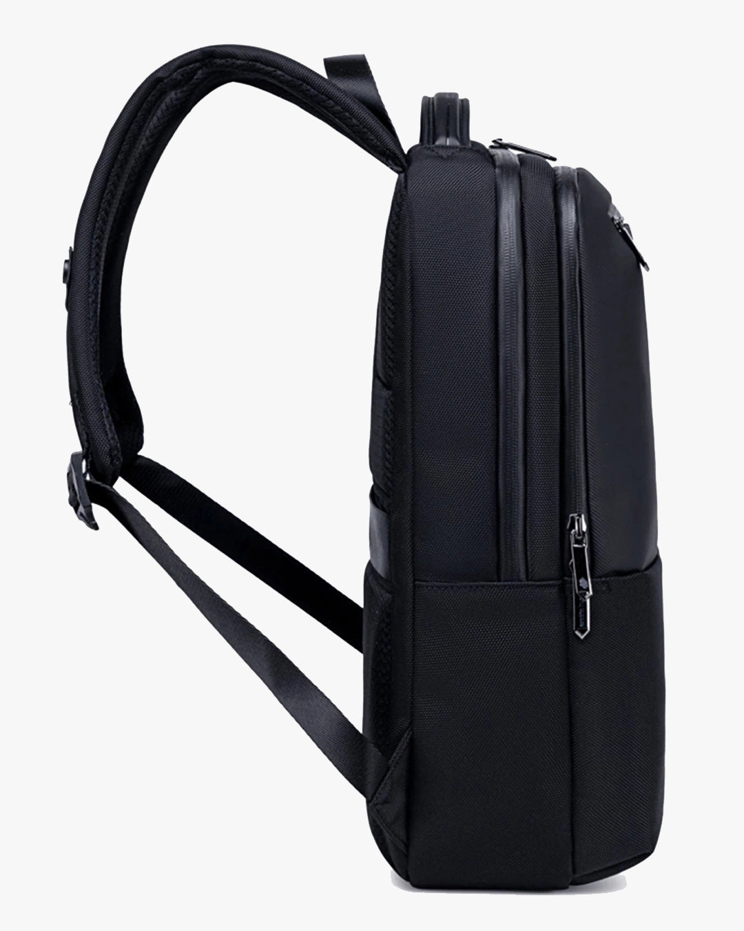 mochila r-line lateral preta design slim compacto 45x30x15cm perfil enxuto poliéster resistente mochila executiva masculina discreta elegante premium não ocupa espaço transporte público