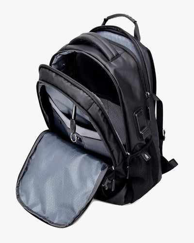 interior mochila essential 4 compartimentos zíper tablet 12.1 divisórias eletrônicos chaveiro integrado organização completa mochila executiva