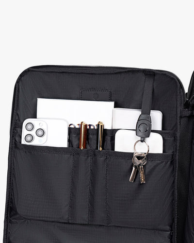 compartimento acessórios mochila air vacuum porta caneta chaveiro integrado celular bolsos organizados mochila multifuncional viagem