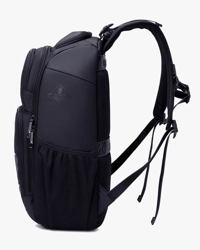 mochila drifter lateral preta 50x30x20cm design executivo elegante material hydroshield impermeável anti-riscos poliéster 1680d masculina premium sofisticada durável uso intenso diário