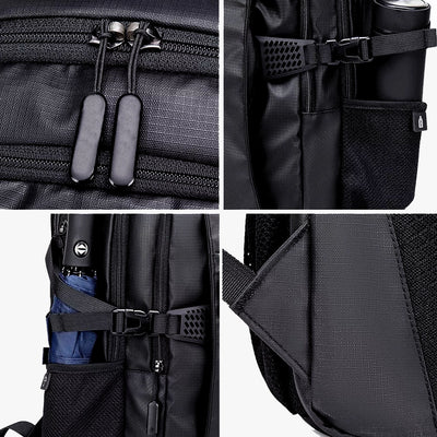 mochila essential levatte preta completa slim 35 litros usb trava peitoral gancho óculos travelfit notebook 15.6 executiva