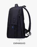 sistema expansível zíper lateral mochila expand +10cm profundidade 30 litros mochila executiva versátil mais espaço quando precisar