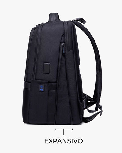 sistema expansível zíper lateral mochila expand +10cm profundidade 30 litros mochila executiva versátil mais espaço quando precisar