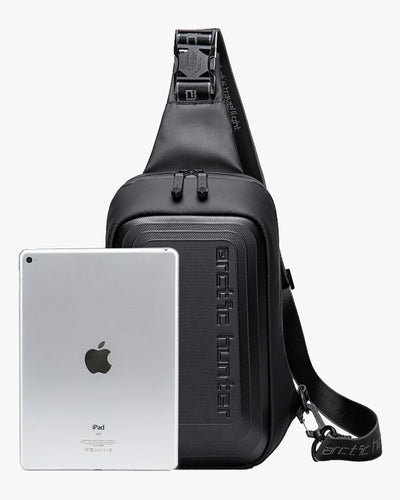 shoulder bag huepack levatte modelo masculino uso diário transversal cruzada peito design urban tamanho ideal proporção 1.92m recomendado