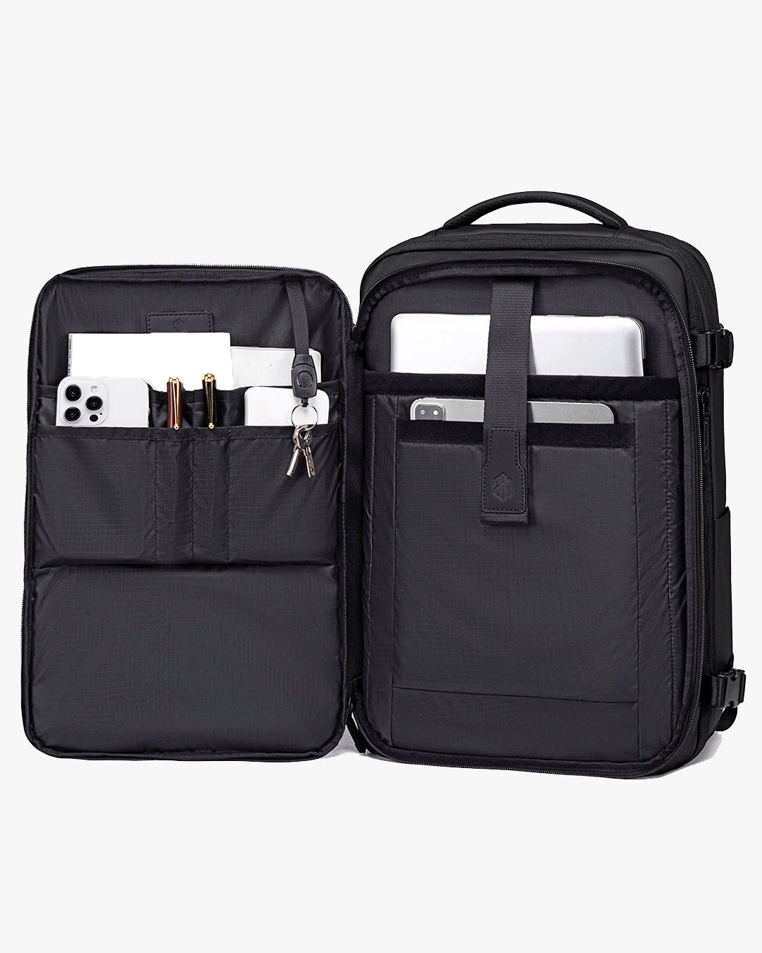 interior mochila air vacuum organizado vácuo compressão roupas acessórios documentos divisórias viagem organização total