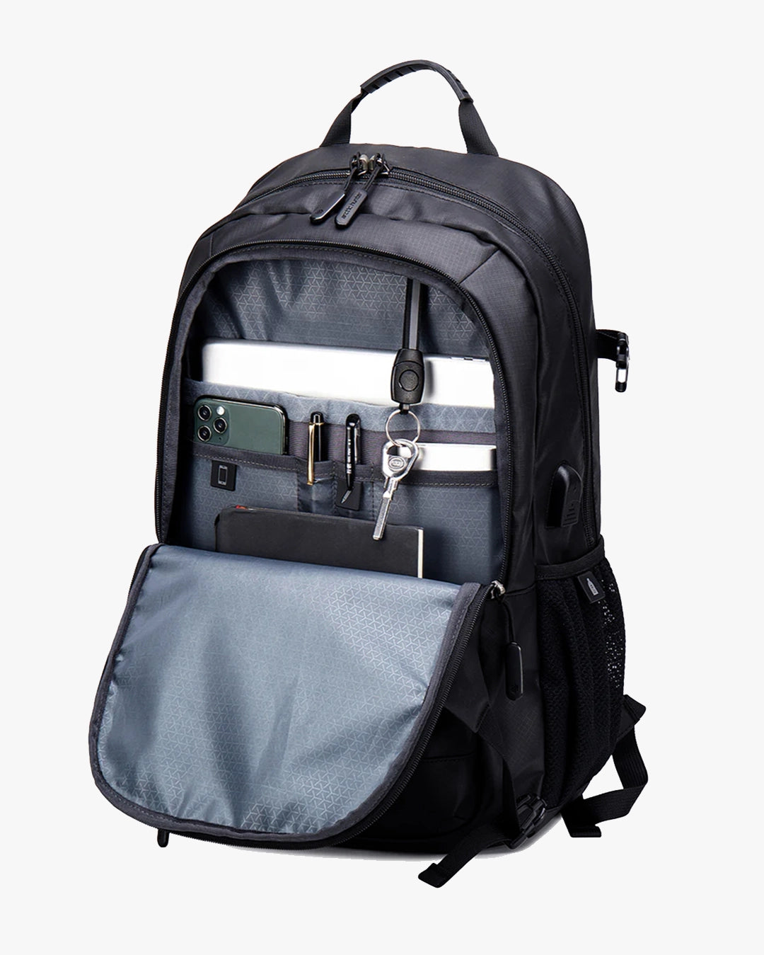interior mochila urbanity divisórias inteligentes velcro acesso rápido porta-celular canetas chaveiro integrado organização total