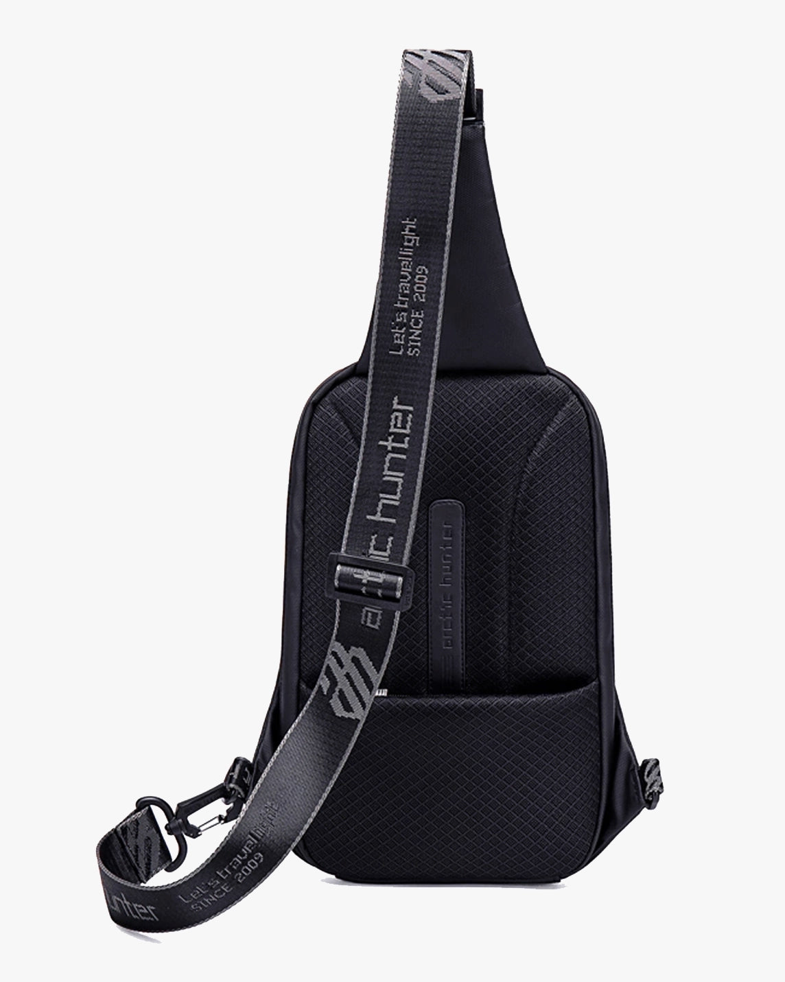 alça assinada ajustável branding exclusivo shoulder bag huepack conforto uso prolongado transversal crossbody bolsa urbana masculina estilosa