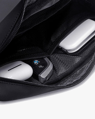 interior travel-t abertura ampla acesso total divisórias mesh produtos higiene perfume carregador cabo airpods relógio chaves organização real sem bagunça