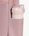 mochila malena lateral rosa slim compacta 43x29x15cm 0.7kg leve mochila feminina executiva bolso lateral garrafa guarda-chuva