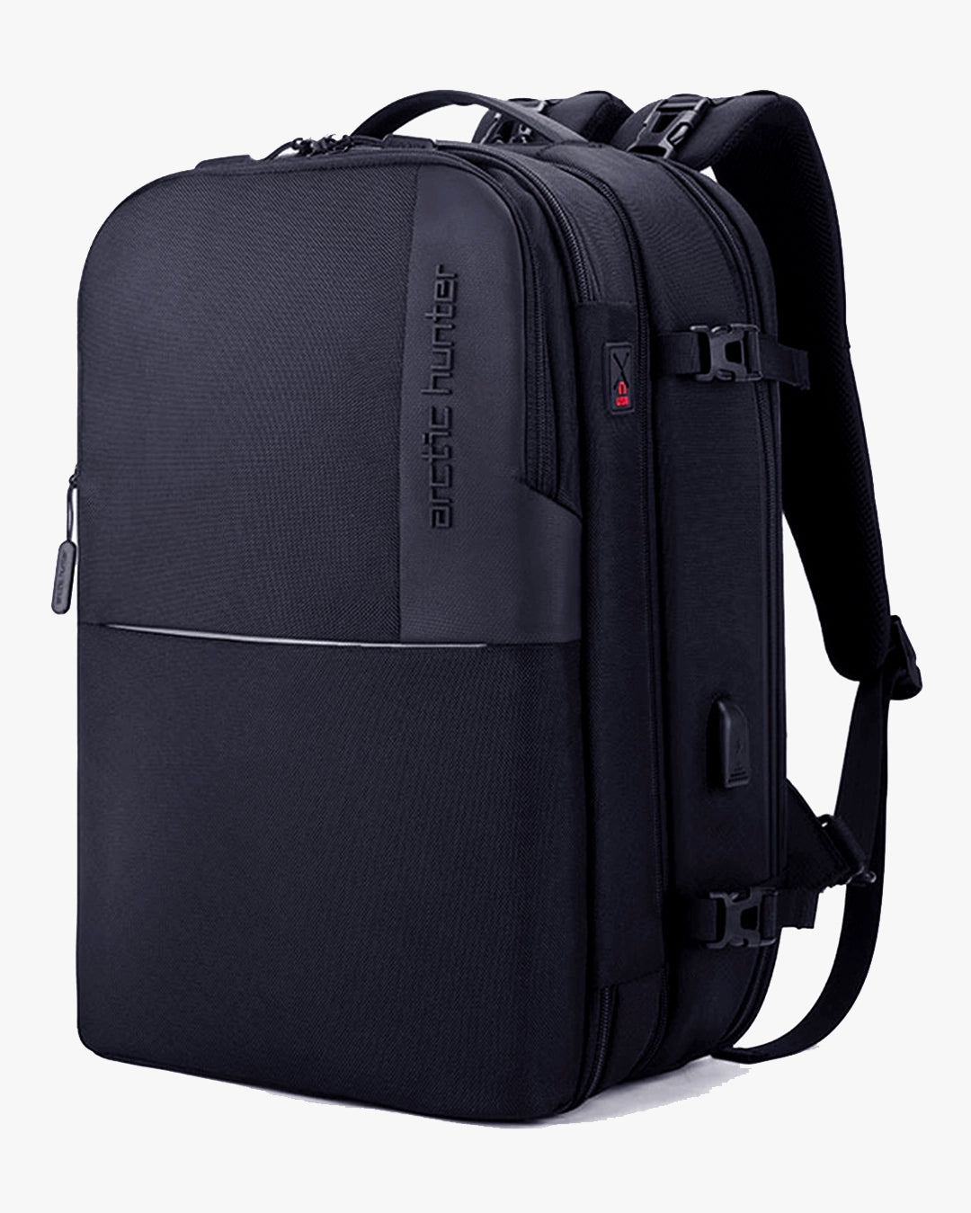 mochila pasta executiva 2 em 1 compact-mac levatte preta 50 litros notebook 17 flexmode alcas removíveis usb expansível poliéster 1680d masculina premium qualidade top