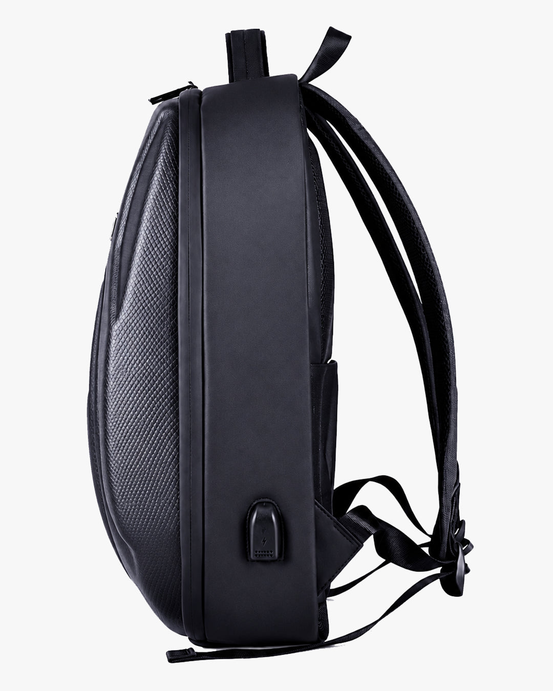 mochila guardian lateral preta semi-rígida mantém estrutura vazia diferente mochilas comuns material resistente impressionou design moderno masculina executiva corporativa