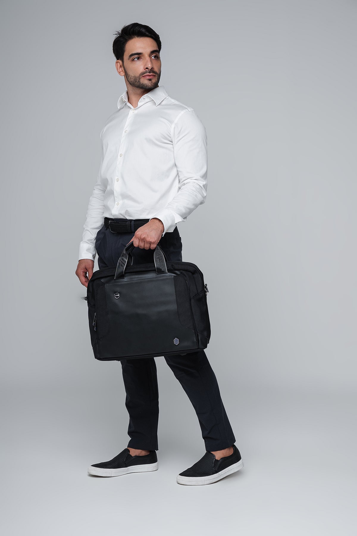 pasta executiva premium postman-pro levatte preta notebook 15.6 couro alça transversal removível alça mão dupla zíper premium masculina negócios trabalho alto padrão elegante sofisticada