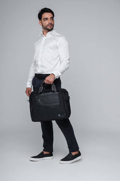 pasta executiva premium postman-pro levatte preta notebook 15.6 couro alça transversal removível alça mão dupla zíper premium masculina negócios trabalho alto padrão elegante sofisticada